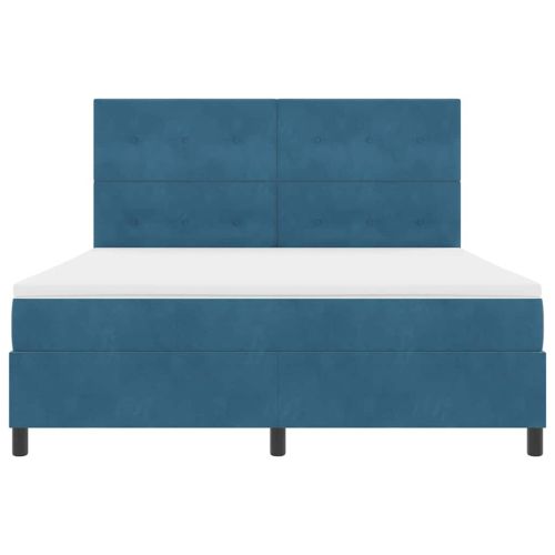 LED кутия за пружини с легло Тъмен син 180 x 200 cm текстил