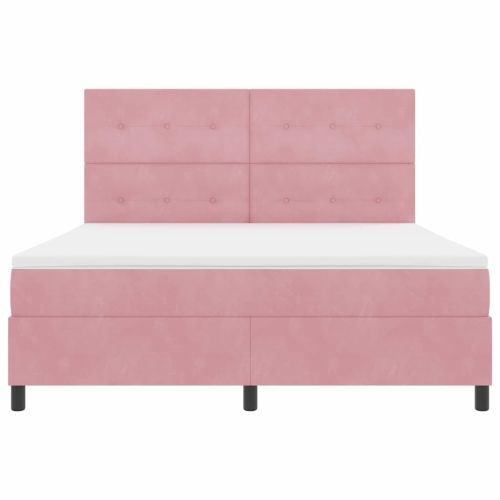 LED кутия за пружини с легло Розово 180 x 200 cm текстил