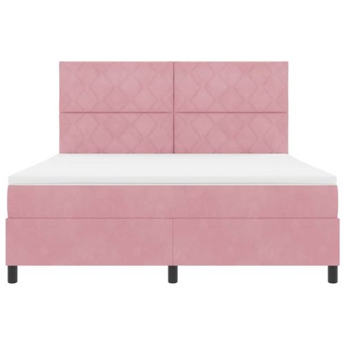 LED кутия за пружини с легло Розово 180 x 200 cm текстил