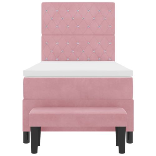 Легло с пружинирана основа с матрак Розово 90 x 200 cm Кадифе