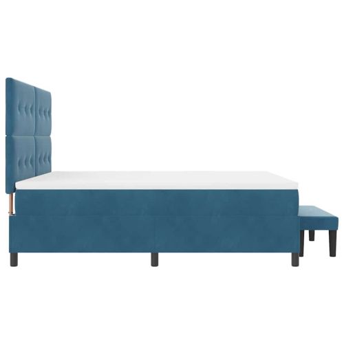 Легло с пружинирана основа Тъмносиньо 180 x 200 cm Кадифе