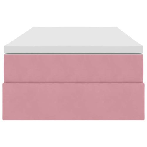 Легло с място за съхранение и матрак Розово 90 x 200 cm Кадифе