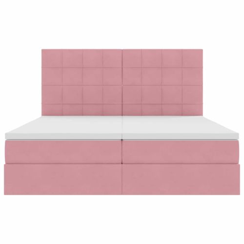 Легло с място за съхранение с матрак Розово 180 x 200 cm Кадифе
