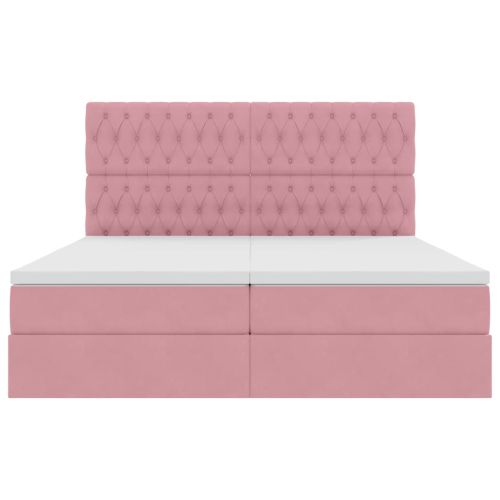 Легло С LED лентисти светлини Розово 180 x 200 cm Кадифе