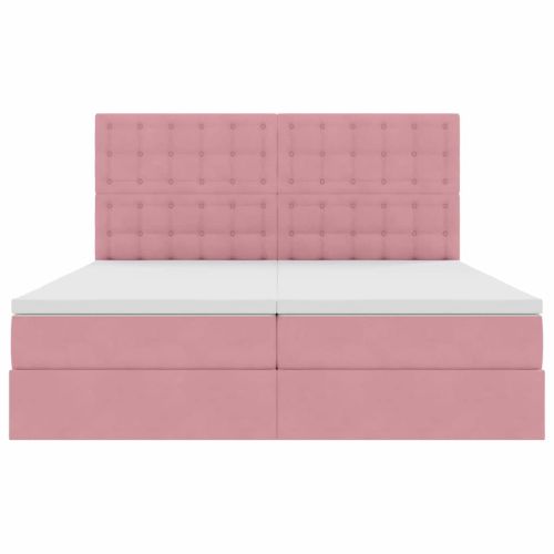 Легло С LED лентисти светлини Розово 180 x 200 cm Кадифе