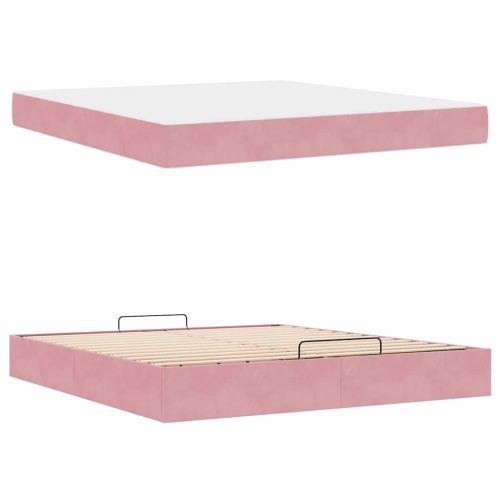 Рамка за легло с матрак с матрак 2 pcs Розово Кадифе