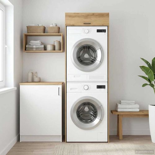 Шкаф за пералня с врата Дъб 67,5 x 68 x 200 см Инженерно дърво