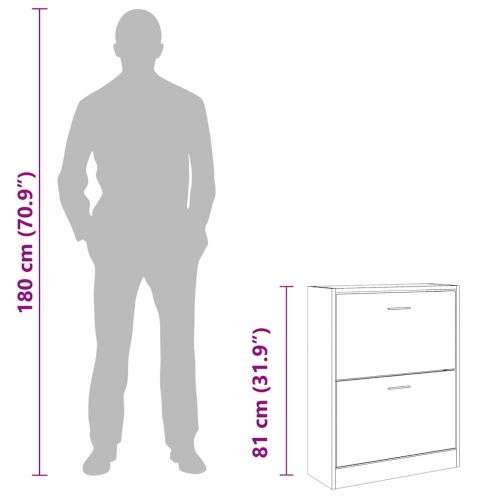 Шкаф за обувки, черен, 63x24x81 см, инженерно дърво