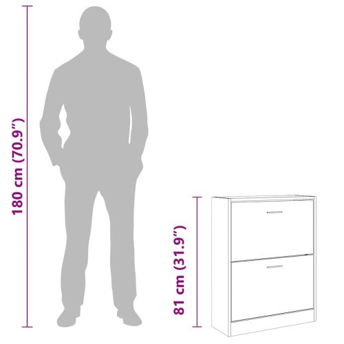 Шкаф за обувки, бетонно сив, 63x24x81 см, инженерно дърво