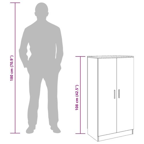 Шкаф за обувки, бетонно сив, 55x35x108 см, инженерно дърво