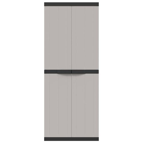 Външен шкаф за съхранение, сиво и черно, 65x37x165 см, PP