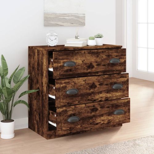 Сайдборд, опушен дъб, 70x35,5x67,5 см, инженерно дърво