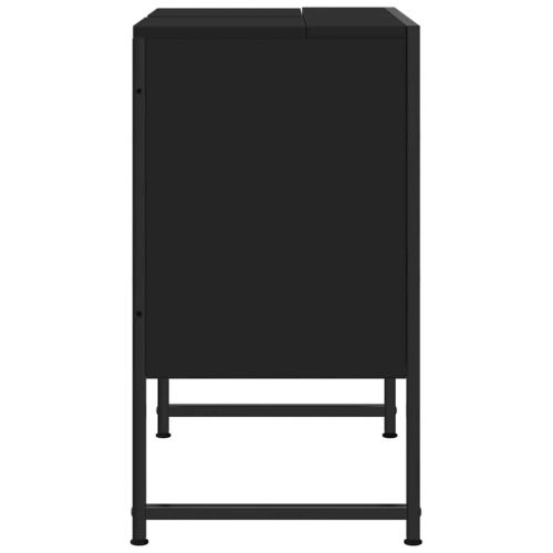Шкаф за мивка за баня, черен, 60x33x60 см, инженерно дърво