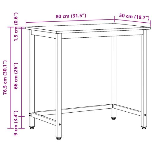 Маса Димян дъб 80 x 50 x 76,5 см Инженерна дървесина и стомана