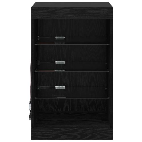 LED конзолна маса Черния дъб 41 x 37 x 67 см Инженерно дърво