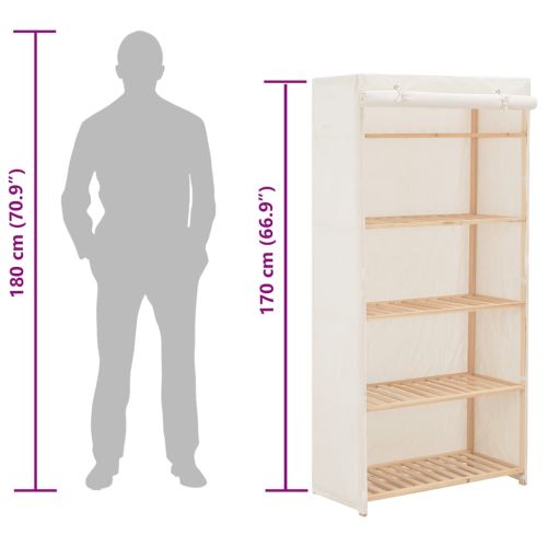 Гардероб, бял, 79x40x170 см, текстил