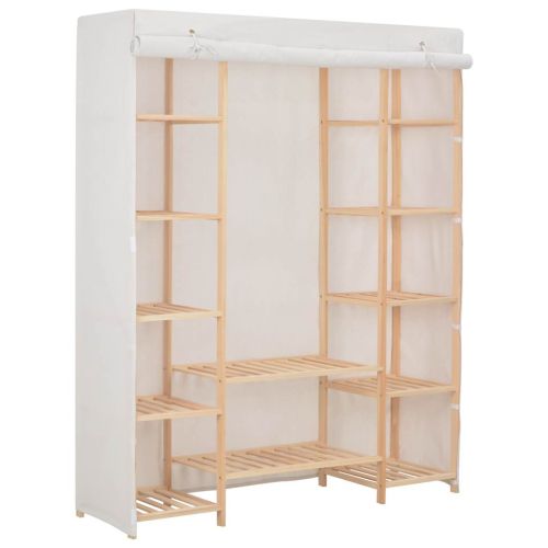 Гардероб, бял, 135x40x170 см, текстил
