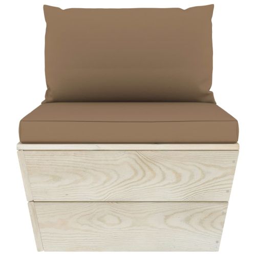 Градински 3-местен палетен диван възглавници импрегниран смърч