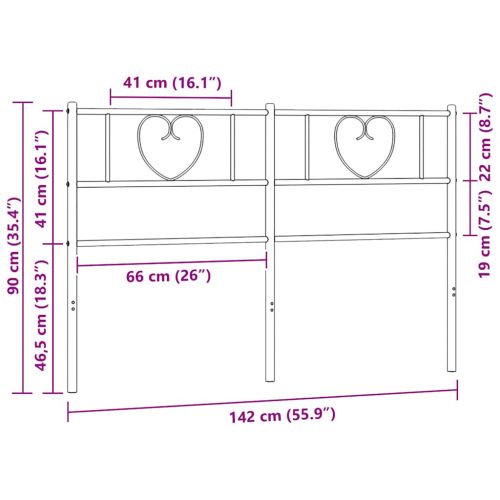 Метална резервна табла за легло, черна, 135 см