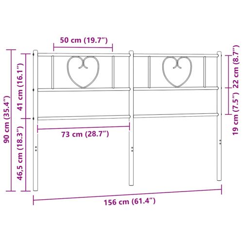 Метална резервна табла за легло, черна, 150 см