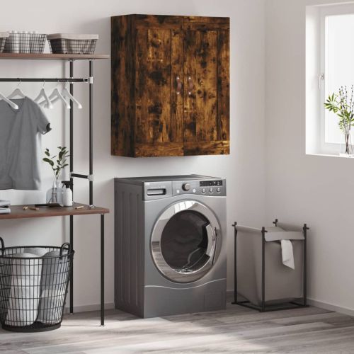 Стенен шкаф опушен дъб 69,5x34x90 см инженерно дърво