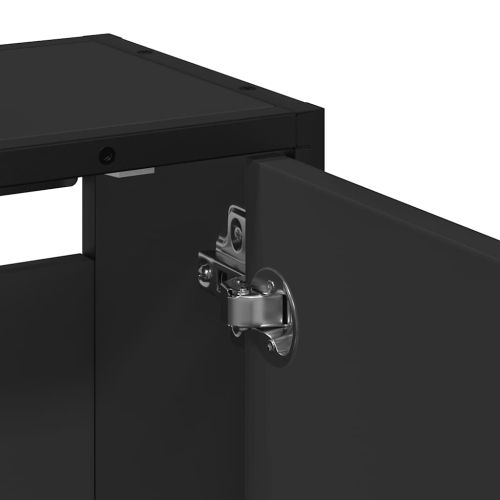 Огледален шкаф за баня Черен 65x20x60 cm Инженерна дървесина