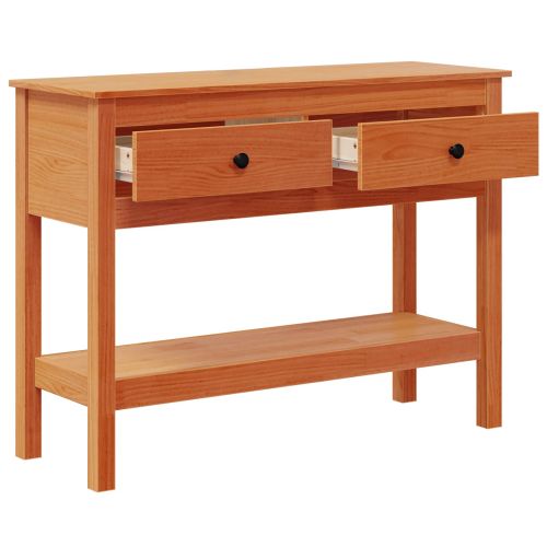 Конзолна маса с рафт Кафяво с восъчно покритие 100 x 35 x 75 см