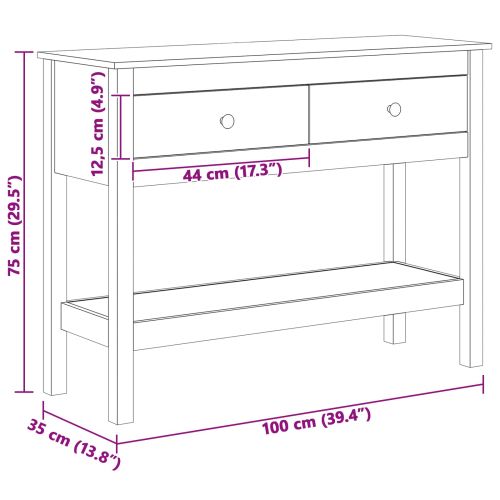 Конзолна маса с рафт Кафяво с восъчно покритие 100 x 35 x 75 см