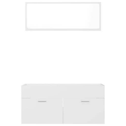 Комплект мебели за баня, бял, инженерно дърво