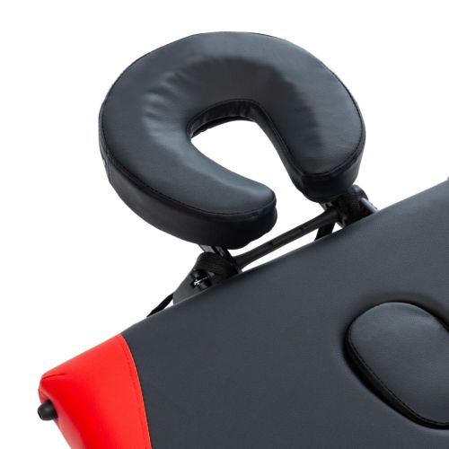 3-зонова сгъваема масажна кушетка, алуминий, черно и червено