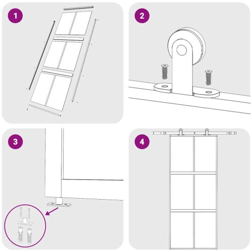 Плъзгаща се врата 90x205 см матирано ESG стъкло и алуминий