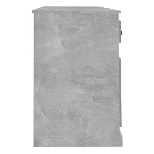 Бюро със страничен шкаф, Бетонно сиво, инженерно дърво