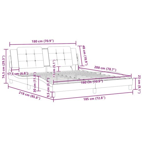 Рамка за легло без матрак Zadar, капучино, 180x200 см, изкуствена кожа