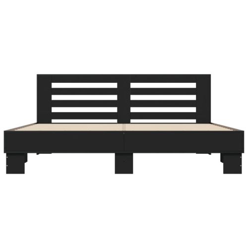 Рамка за легло, черна, 180x200 см, инженерно дърво и метал