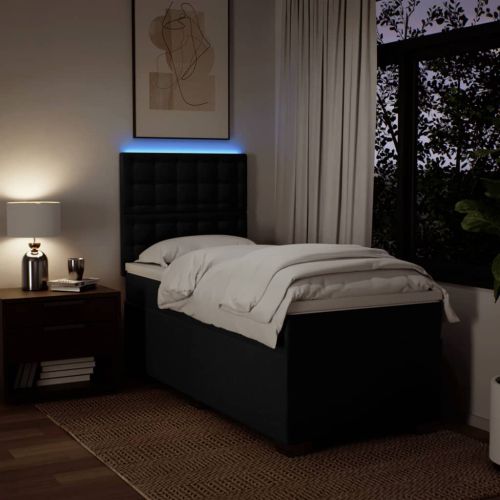 Боксспринг легло с матрак, черно, 80x200 см, плат