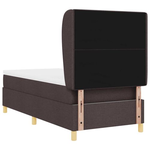 Легло с пружинирана основа Тъмен кафяв 190 x 90 cm текстил