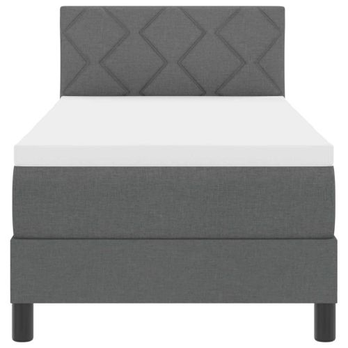 Легло с пружинирана основа с LED Тъмносив 80 x 200 cm текстил