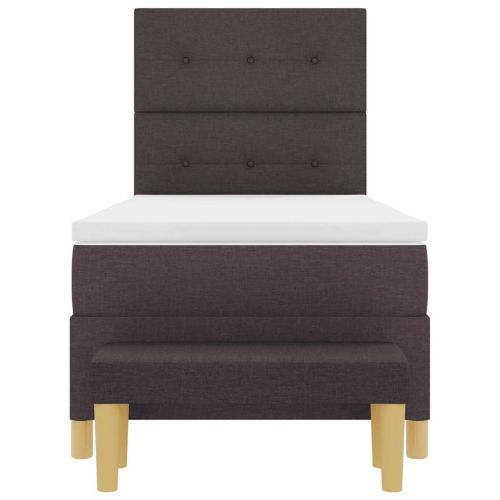 Легло с пружинирана основа Тъмнокафяв 90 x 200 cm текстил