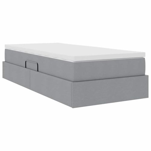 Легло с място за съхранение и матрак Светлосиво 90 x 200 cm