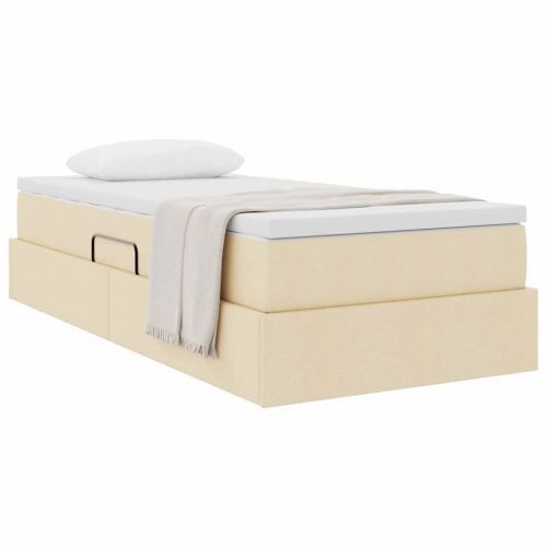 Легло с място за съхранение и матрак Крем 90 x 200 cm Полиестер