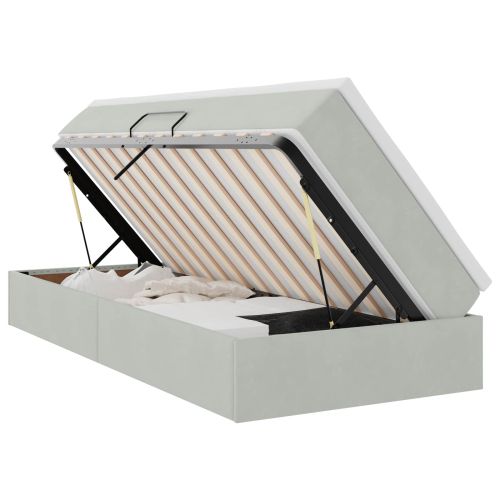 Легло с място за съхранение и матрак Светлосиво 90 x 200 cm