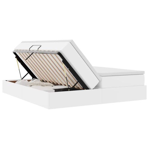 Легло с място за съхранение и матрак с матрак Бяло 180 x 200 cm