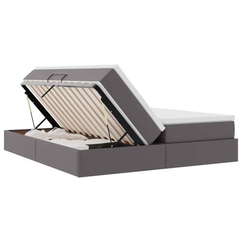 Легло с място за съхранение и матрак с матрак Сив 180 x 200 cm