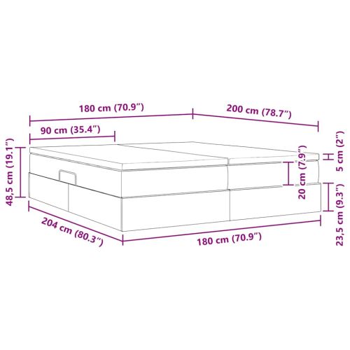 Легло с място за съхранение и матрак с матрак Сив 180 x 200 cm