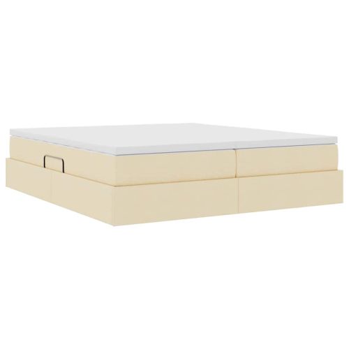 Легло с място за съхранение и матрак с матрак Крем 180 x 200 cm