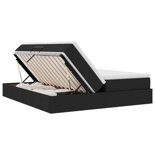 Легло с място за съхранение и матрак Черно 200 x 200 cm