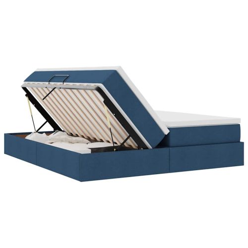 Легло с място за съхранение и матрак Синьо 200 x 200 cm