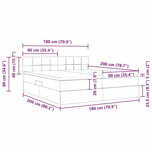 Легло с място за съхранение Светлосиво 180 x 200 cm Изкуствена