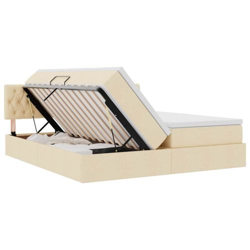 Легло с място за съхранение Кремав 180 x 200 cm Изкуствена