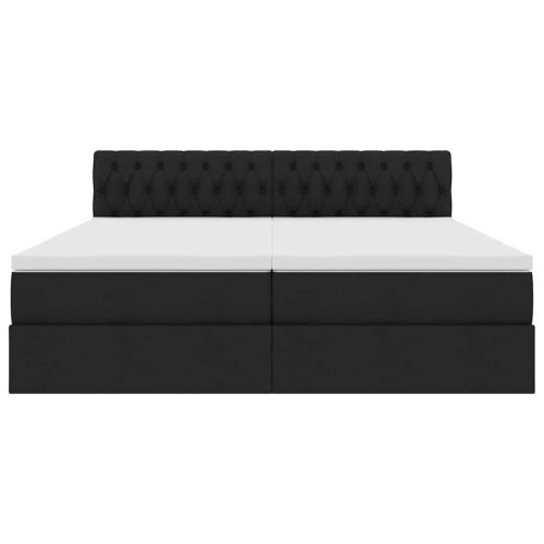 Легло с място за съхранение Черно 200 x 200 cm Изкуствена